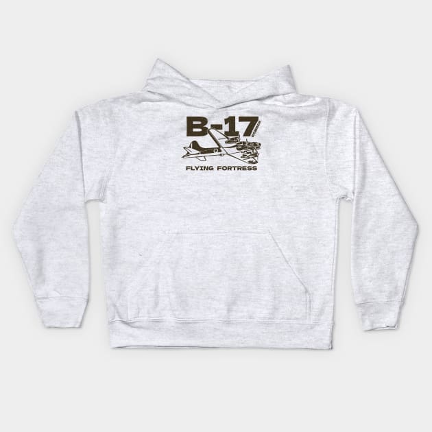 B-17 Bomber WW2 Plane Kids Hoodie by Distant War